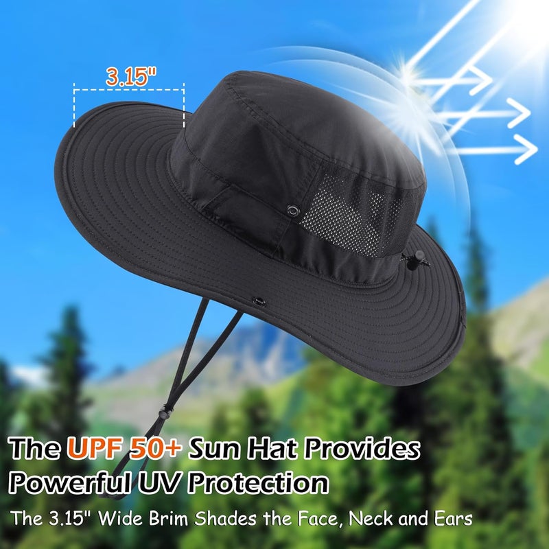 Connectyle Men's Sun Hat UPF 50+ Wide Brim Bucket Hats for Fishing Hiking Gardening Adjustable Boonie Hat Outdoor Safari Hats - Image 4